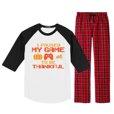 Paused My Game Thankful Video Gamer Thanksgiving Raglan Sleeve Pajama Set