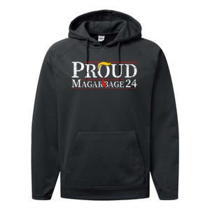 Proud Maga Garbage Trump 2024 Supporters Performance Fleece Hoodie