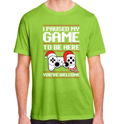 Paused My Game To Be Here Gift Ugly Christmas Video Gamer Gift Adult ChromaSoft Performance T-Shirt