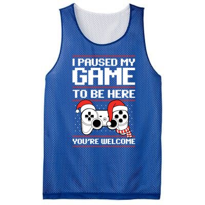 Paused My Game To Be Here Gift Ugly Christmas Video Gamer Gift Mesh Reversible Basketball Jersey Tank