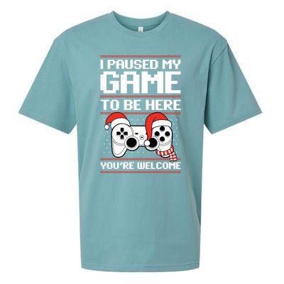 Paused My Game To Be Here Gift Ugly Christmas Video Gamer Gift Sueded Cloud Jersey T-Shirt