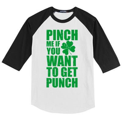 Pinch Me If You Want To Get Punch St Pattys Day Kids Colorblock Raglan Jersey