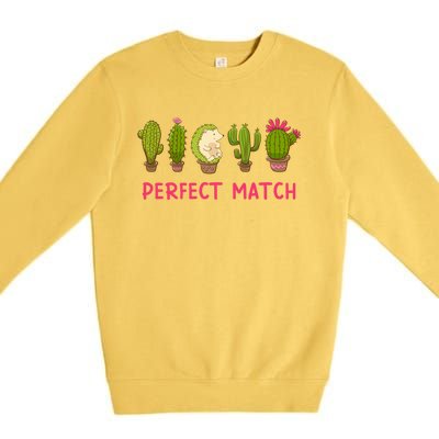 Perfect Match Hedgehog And Cactus Valentine's Day Gift Premium Crewneck Sweatshirt