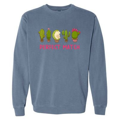 Perfect Match Hedgehog And Cactus Valentine's Day Gift Garment-Dyed Sweatshirt