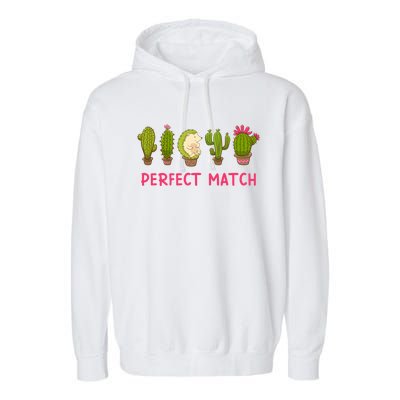 Perfect Match Hedgehog And Cactus Valentine's Day Gift Garment-Dyed Fleece Hoodie