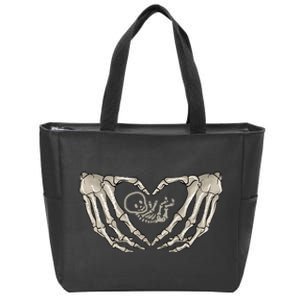 Pregnant Mom Halloween Costume with Xray Skeleton Baby Zip Tote Bag