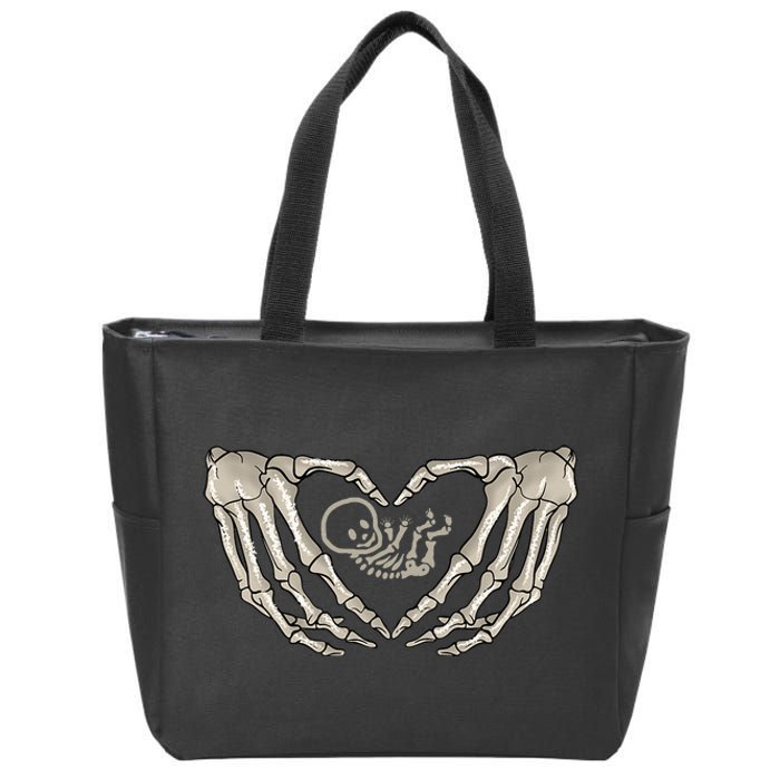 Pregnant Mom Halloween Costume with Xray Skeleton Baby Zip Tote Bag