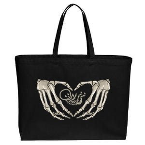 Pregnant Mom Halloween Costume with Xray Skeleton Baby Cotton Canvas Jumbo Tote