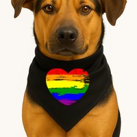 Pride Month Heart Distressed USA-Made Doggie Bandana
