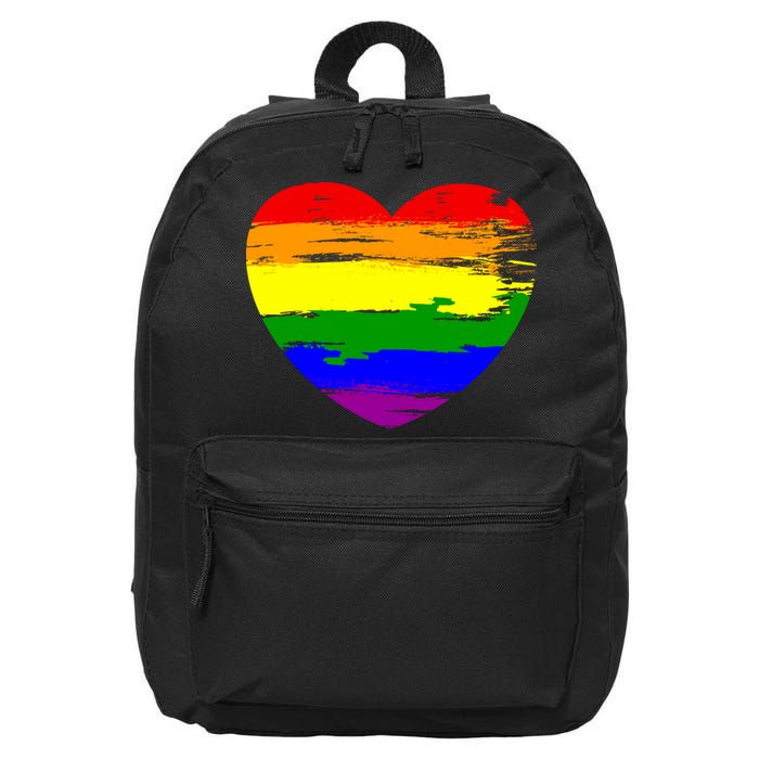 Pride Month Heart Distressed 16 in Basic Backpack
