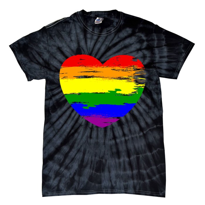 Pride Month Heart Distressed Tie-Dye T-Shirt