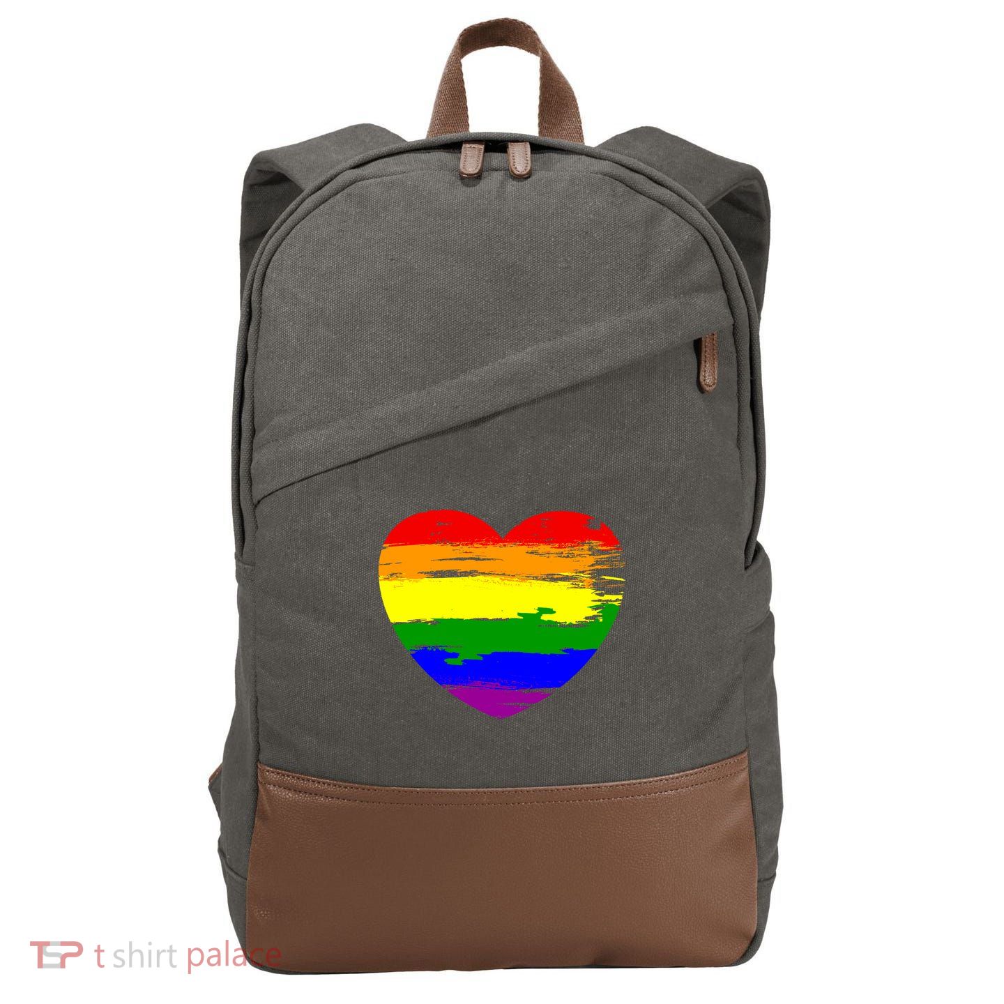 Pride Month Heart Distressed Cotton Canvas Backpack