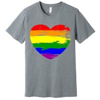 Pride Month Heart Distressed Premium T-Shirt