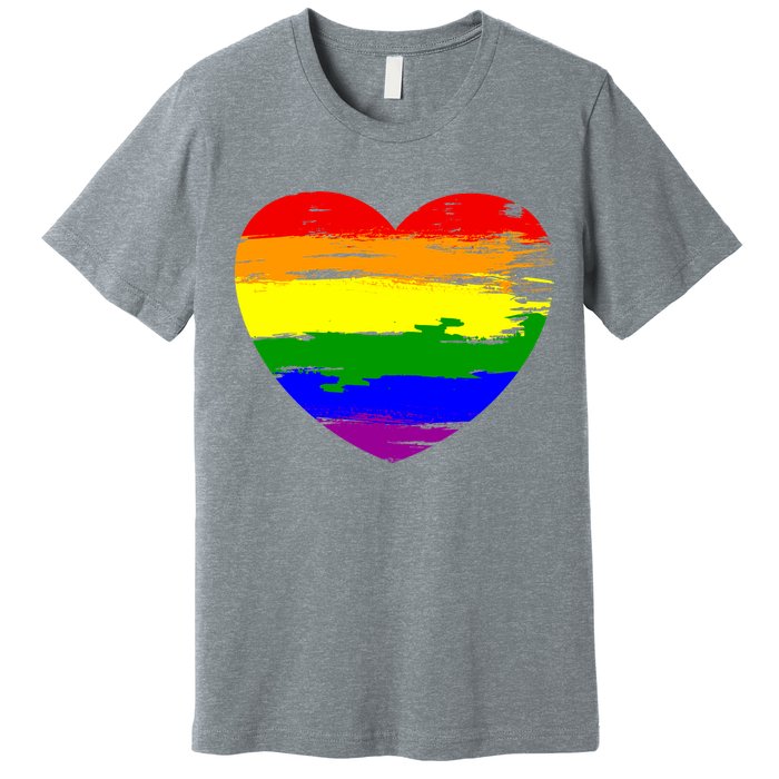 Pride Month Heart Distressed Premium T-Shirt