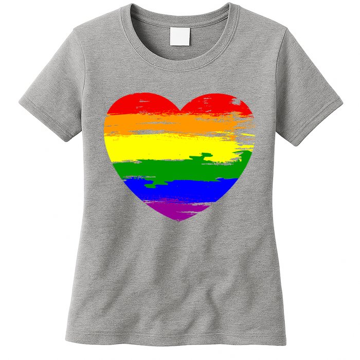 Pride Month Heart Distressed Womens T-Shirt