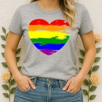 Pride Month Heart Distressed Womens T-Shirt