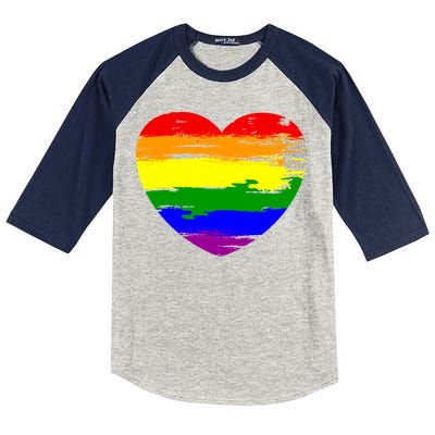 Pride Month Heart Distressed Kids Colorblock Raglan Jersey