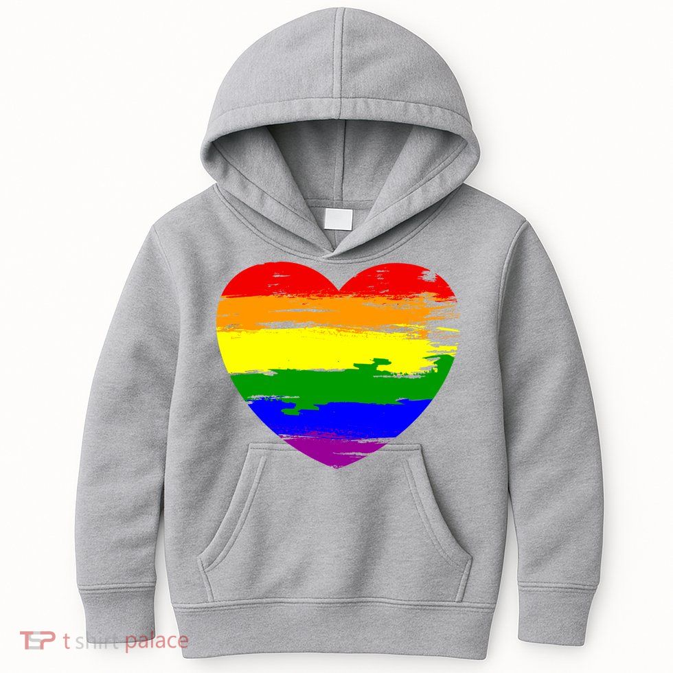 Pride Month Heart Distressed Kids Hoodie