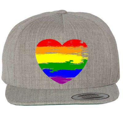 Pride Month Heart Distressed Wool Snapback Cap