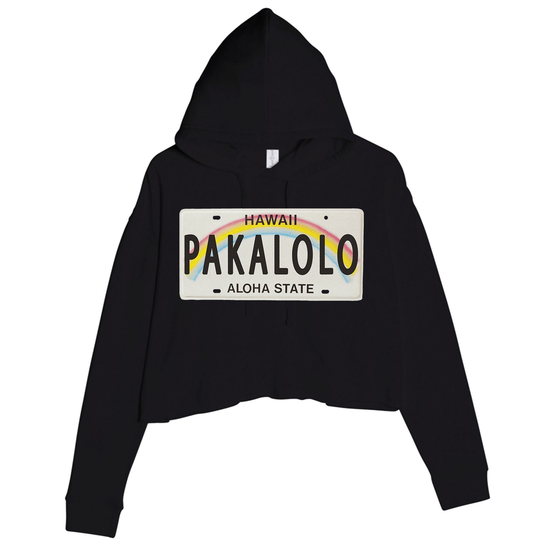 Pakalolo (Marijuana) Hawaii License Plate Crop Fleece Hoodie