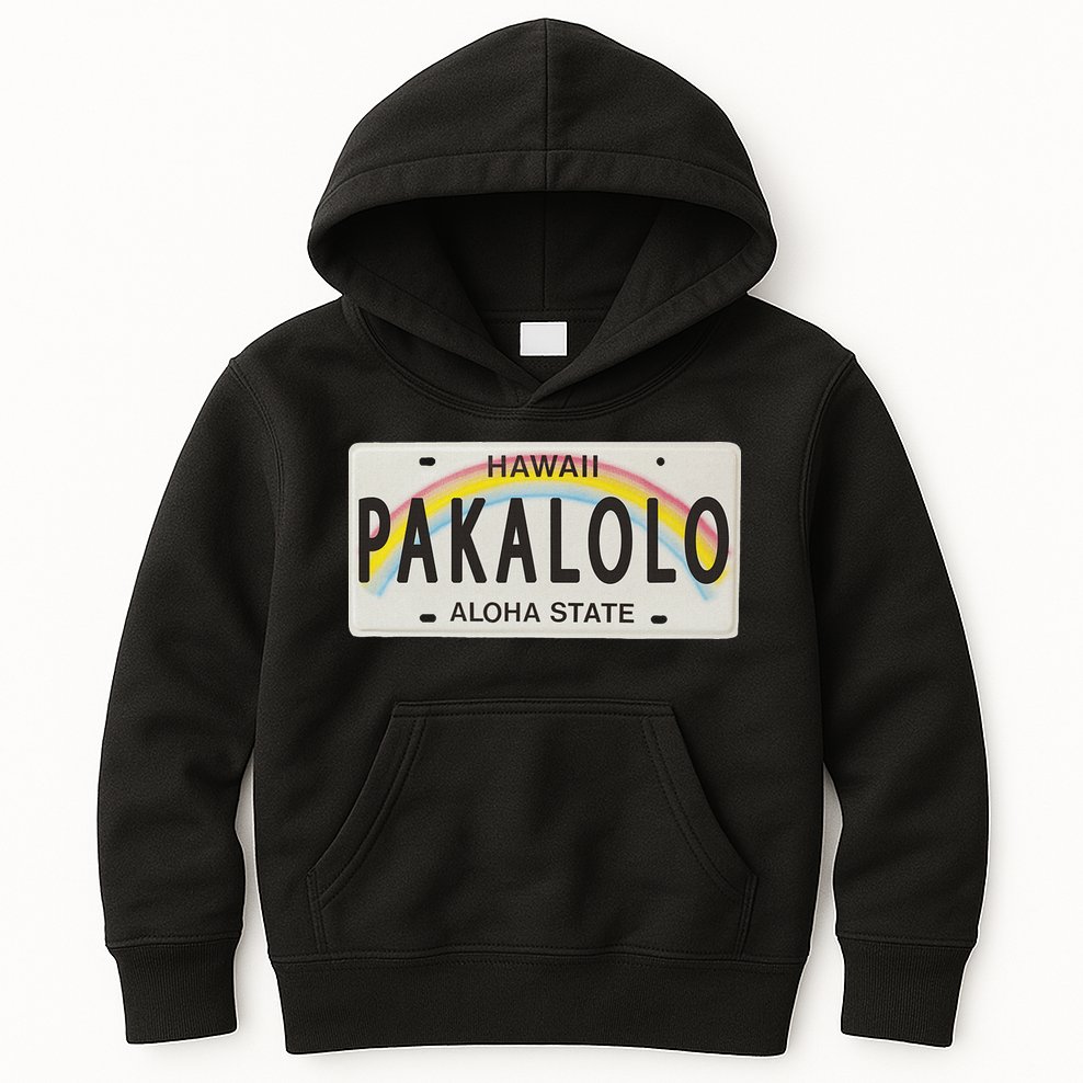 Pakalolo (Marijuana) Hawaii License Plate Kids Hoodie