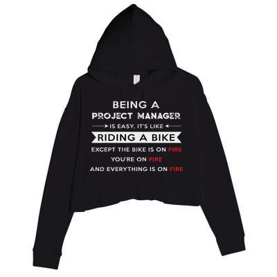 Project Manager Is Easy Funny Humor Crop Fleece Hoodie