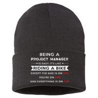 Project Manager Is Easy Funny Humor Sustainable Knit Beanie