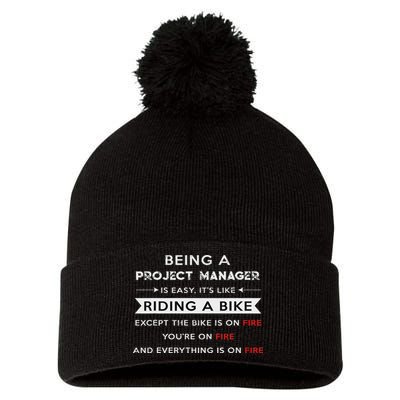 Project Manager Is Easy Funny Humor Pom Pom 12in Knit Beanie