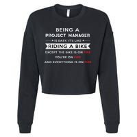 Project Manager Is Easy Funny Humor Cropped Pullover Crew