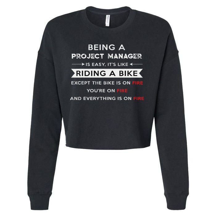 Project Manager Is Easy Funny Humor Cropped Pullover Crew