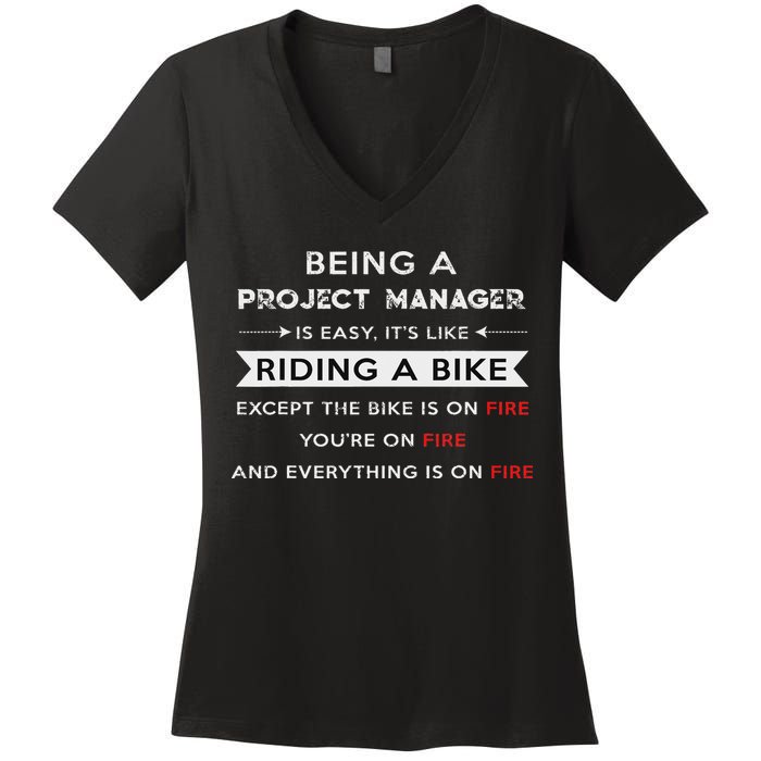 Project Manager Is Easy Funny Humor Women's V-Neck T-Shirt