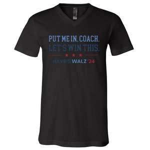 Put Me In Coach Let’S Win This Kamala Harris Walz Waltz 2024 Gift V-Neck T-Shirt