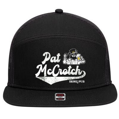 Pat McCrotch Irish Pub Leprechaun Funny St Patricks Day 7 Panel Mesh Trucker Snapback Hat