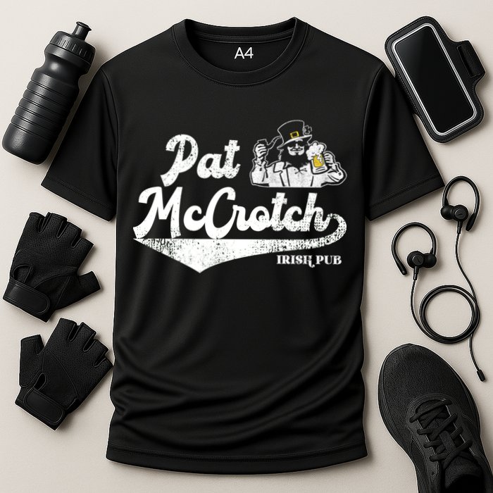 Pat McCrotch Irish Pub Leprechaun Funny St Patricks Day Cooling Performance Crew T-Shirt