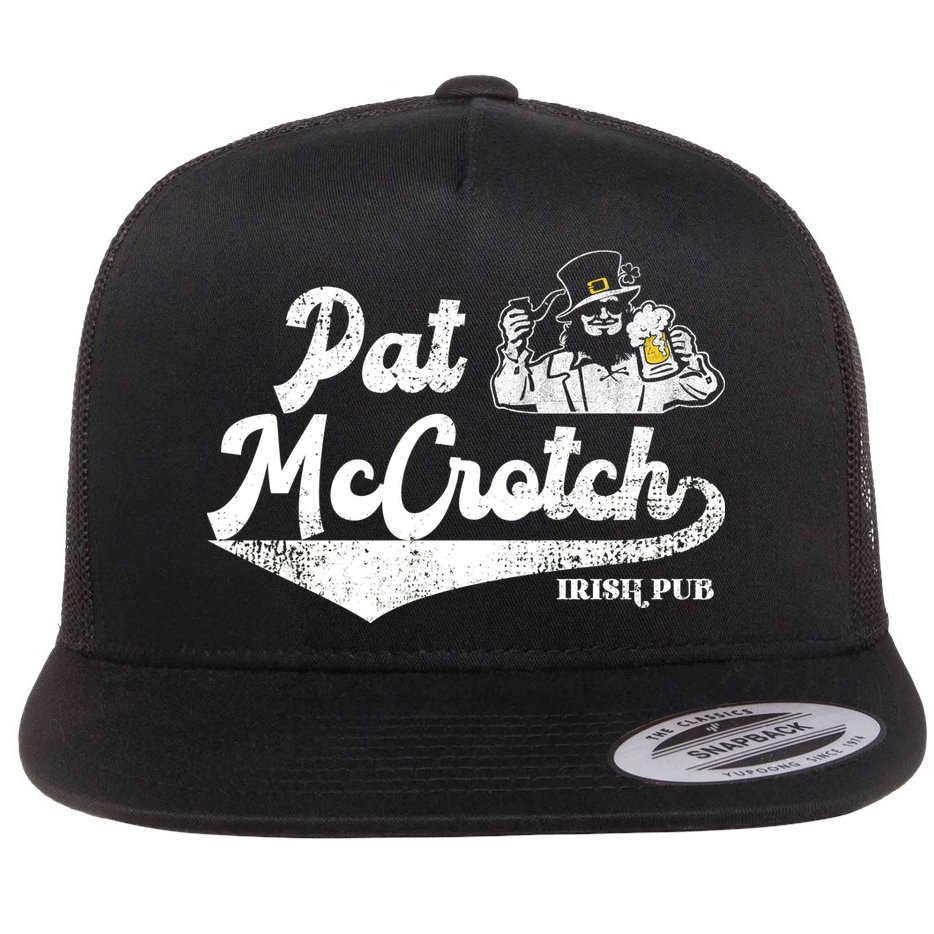 Pat McCrotch Irish Pub Leprechaun Funny St Patricks Day Flat Bill Trucker Hat
