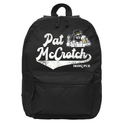 Pat McCrotch Irish Pub Leprechaun Funny St Patricks Day 16 in Basic Backpack