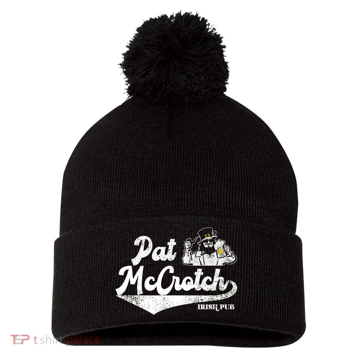Pat McCrotch Irish Pub Leprechaun Funny St Patricks Day Pom Pom 12in Knit Beanie