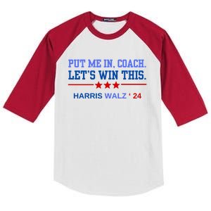 Put Me In Coach Lets Win This Tim Wa Lz Kamala Harris 2024 Kids Colorblock Raglan Jersey