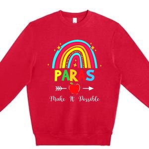 Paras Make It Possible Paraprofessional Funny Para Teacher Premium Crewneck Sweatshirt