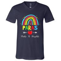 Paras Make It Possible Paraprofessional Funny Para Teacher V-Neck T-Shirt