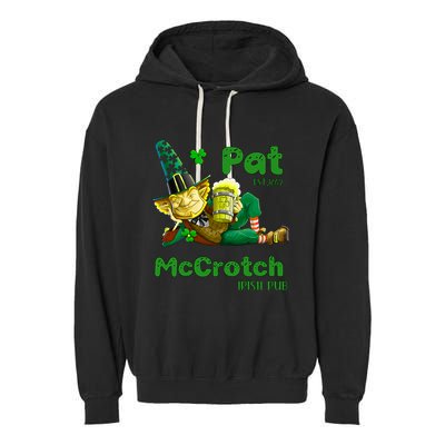 Pats Mccrotch Irish Pub Leprechaun Funny St Patricks Day Garment-Dyed Fleece Hoodie