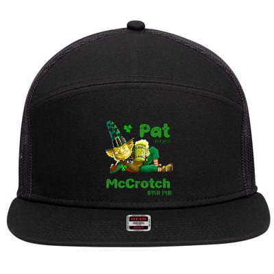 Pats Mccrotch Irish Pub Leprechaun Funny St Patricks Day 7 Panel Mesh Trucker Snapback Hat