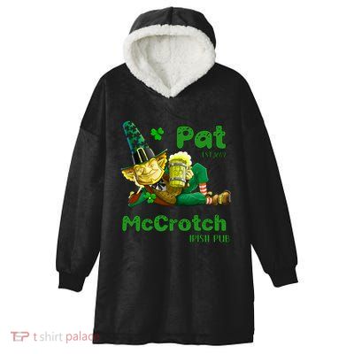 Pats Mccrotch Irish Pub Leprechaun Funny St Patricks Day Hooded Wearable Blanket