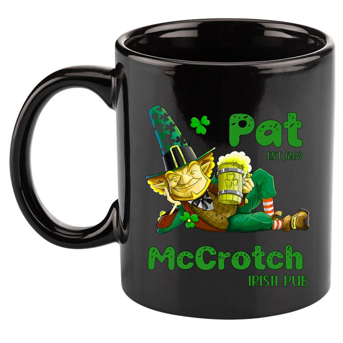 Pats Mccrotch Irish Pub Leprechaun Funny St Patricks Day 11oz C Handle Ceramic Mug