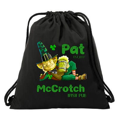 Pats Mccrotch Irish Pub Leprechaun Funny St Patricks Day Drawstring Bag