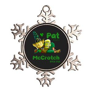 Pats Mccrotch Irish Pub Leprechaun Funny St Patricks Day Metallic Star Ornament