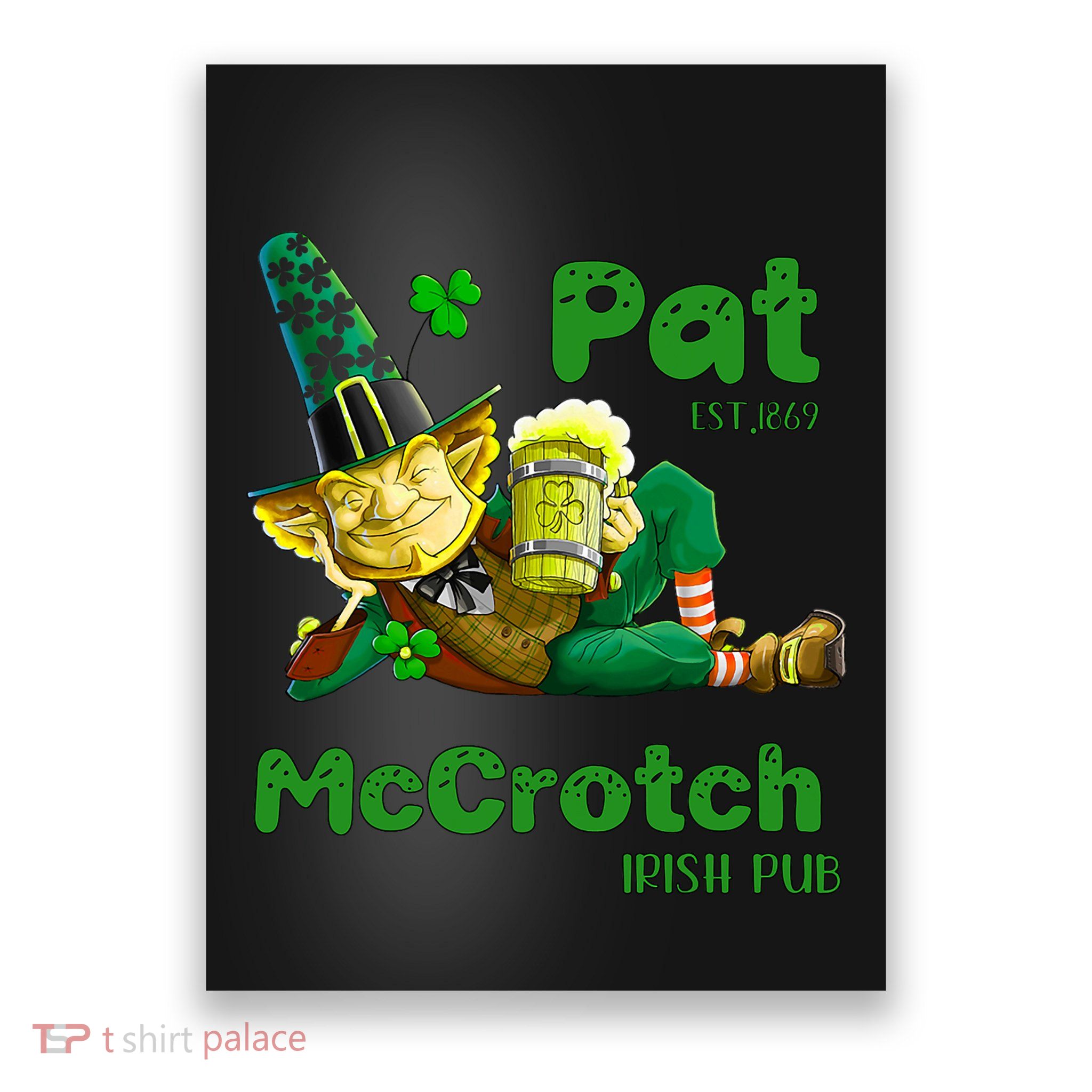 Pats Mccrotch Irish Pub Leprechaun Funny St Patricks Day Poster