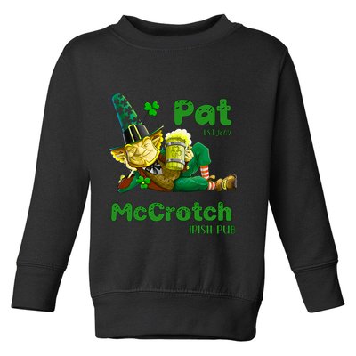 Pats Mccrotch Irish Pub Leprechaun Funny St Patricks Day Toddler Sweatshirt