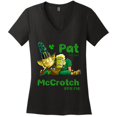 Pats Mccrotch Irish Pub Leprechaun Funny St Patricks Day Women's V-Neck T-Shirt