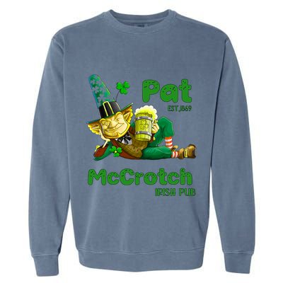 Pats Mccrotch Irish Pub Leprechaun Funny St Patricks Day Garment-Dyed Sweatshirt